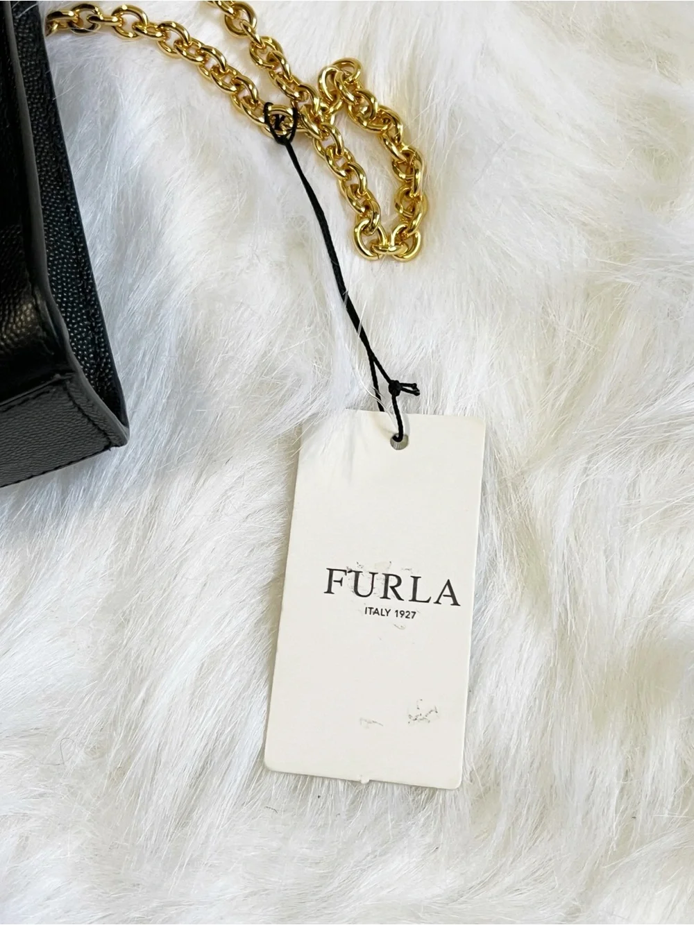 Furla NWT Viva Mini Pochette Leather Logo Crossbody in Onyx/Black Rare